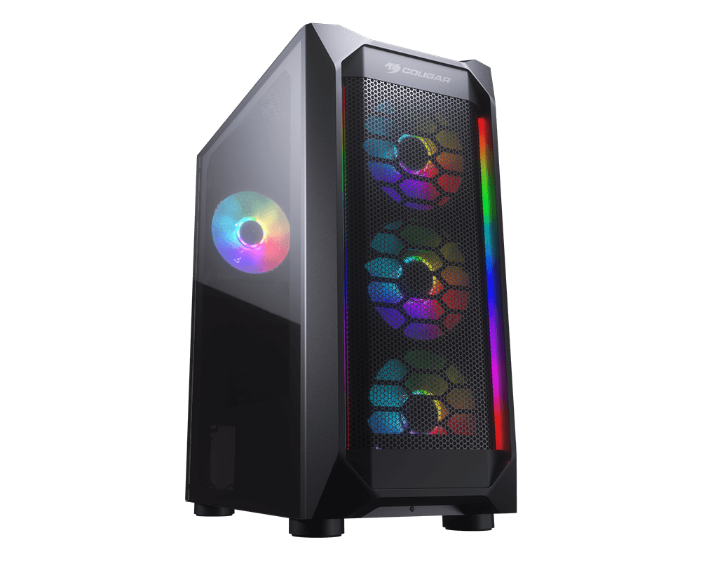 COUGAR MX410 MESH-G RGB MID TOWER CASE W/ DUAL ARGB STRIPS, 3 ARGB FANS