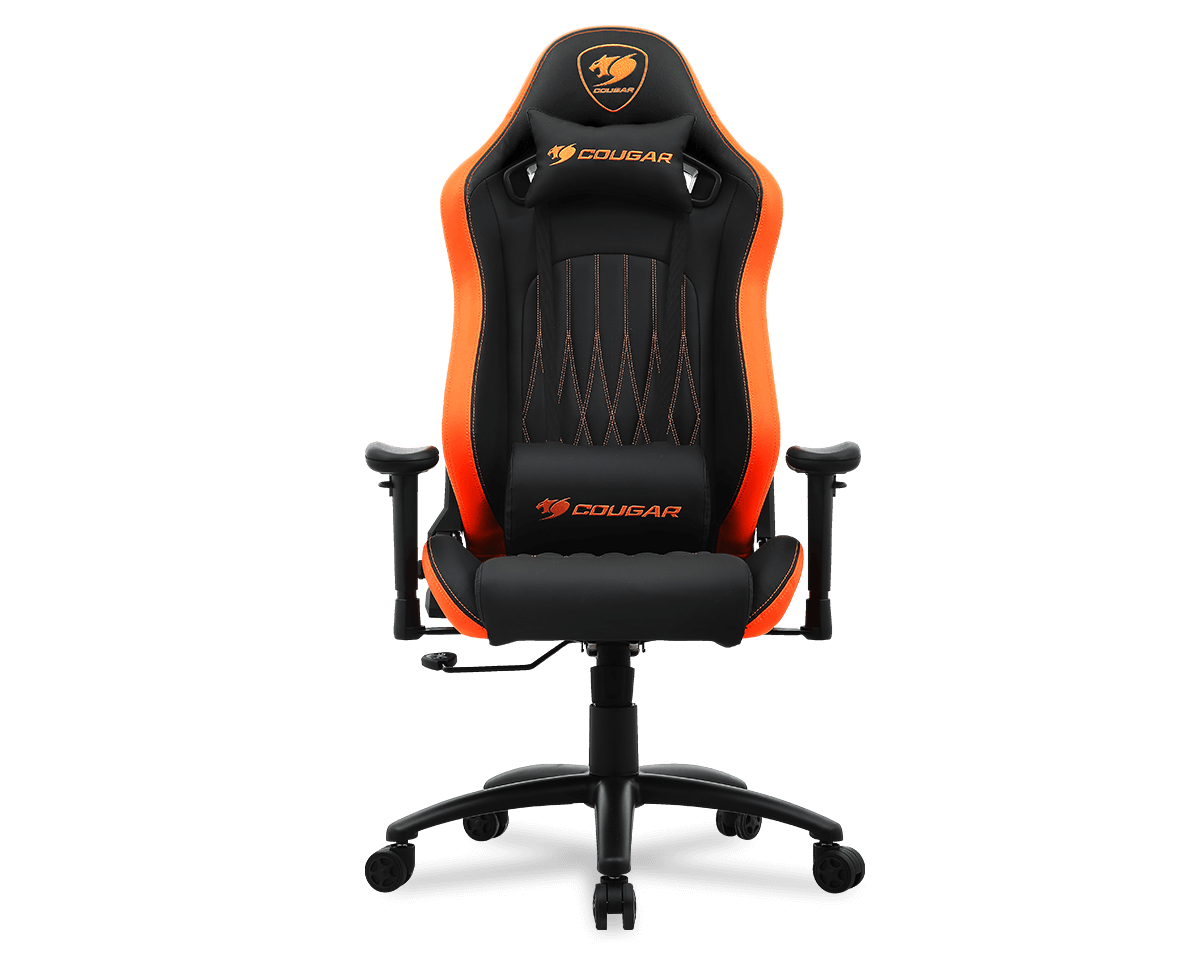 COUGAR EXPLORE RACING GAMING CHAIR W/ HEADREST & LUMBAR CUSHION (BLACK/ORANGE)
