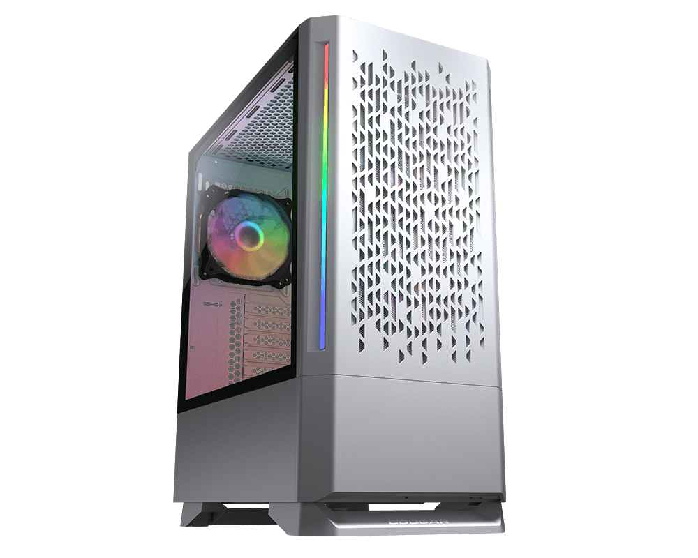COUGAR MX430 AIR RGB MID TOWER CASE W/ TEMPERED GLASS SIDE WINDOW, DUAL ARGB STRIPS, 3 ARGB FANS