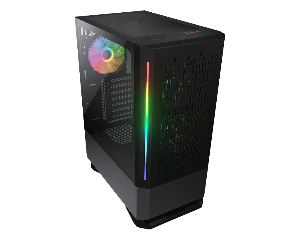 COUGAR MX430 AIR RGB MID TOWER CASE W/ TEMPERED GLASS SIDE WINDOW, DUAL ARGB STRIPS, 3 ARGB FANS