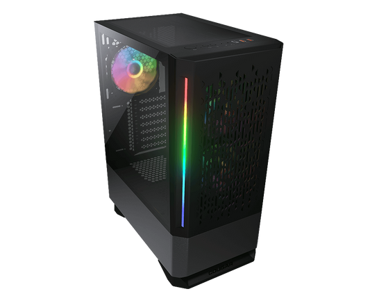 COUGAR MX430 AIR RGB MID TOWER CASE W/ TEMPERED GLASS SIDE WINDOW, DUAL ARGB STRIPS, 3 ARGB FANS