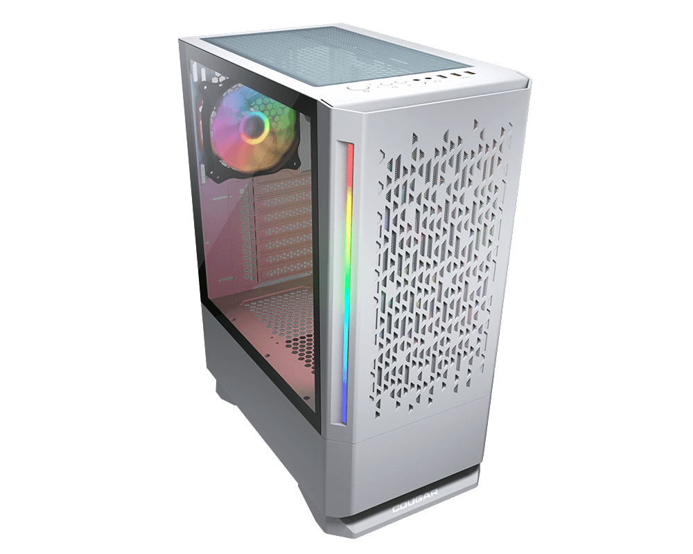COUGAR MX430 AIR RGB MID TOWER CASE W/ TEMPERED GLASS SIDE WINDOW, DUAL ARGB STRIPS, 3 ARGB FANS