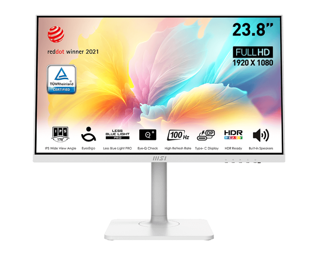 MSI MODERN MD2412PW 23.8" FHD LED IPS MONITOR 100HZ WLMNT (HDMI, USB-C) WHITE