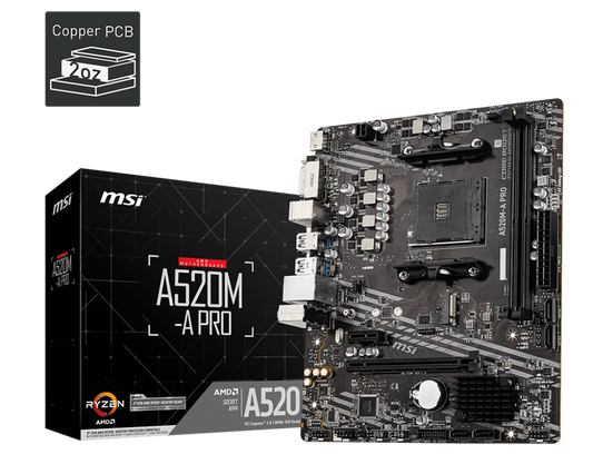 MSI A520M-A PRO 2DDR4 M.2 MOTHERBOARD (DVI, HDMI)