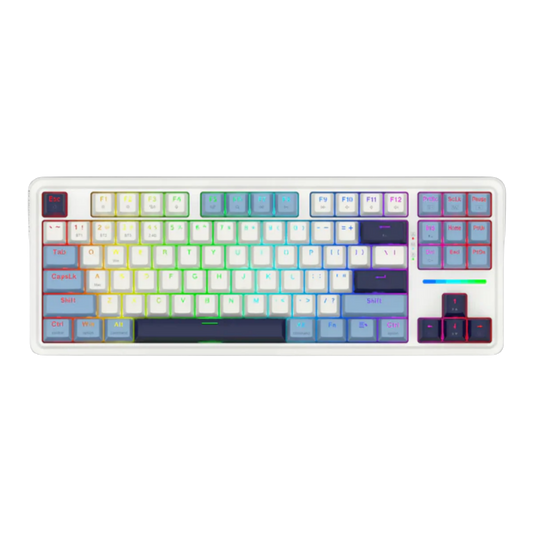 REDRAGON ANTONIUM PRO TKL RGB 87-KEY TRI-MODE MECHANICAL KEYBOARD (LINEAR SWITCH/SWAPPBL) WHITE BLUE