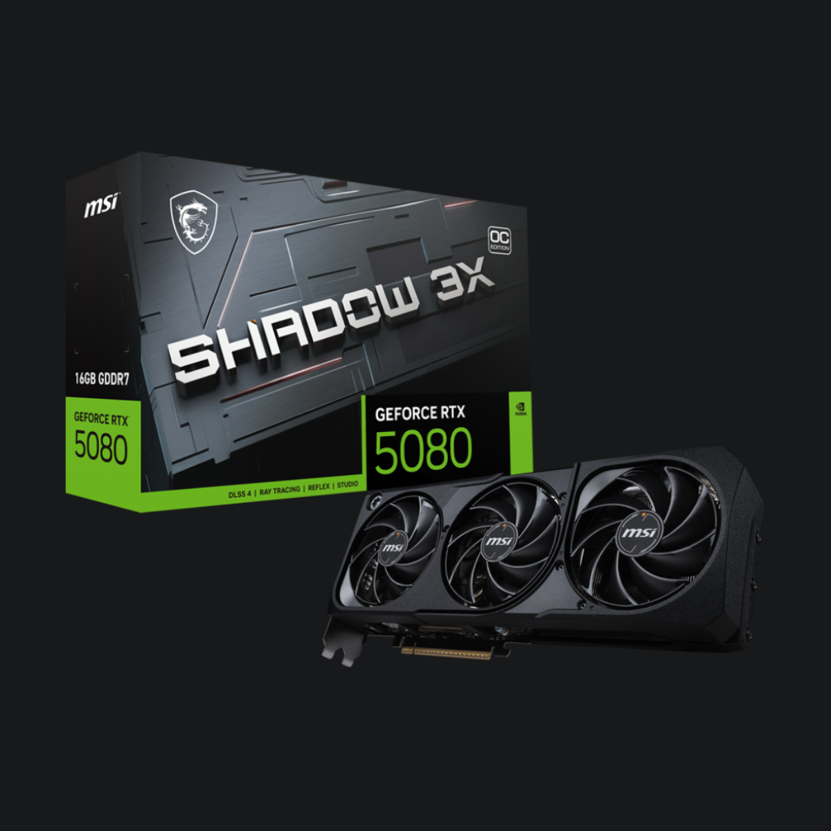 MSI RTX 5080 16GB 256BIT GDDR7 SHADOW 3X OC (HDMI, 3XDP)