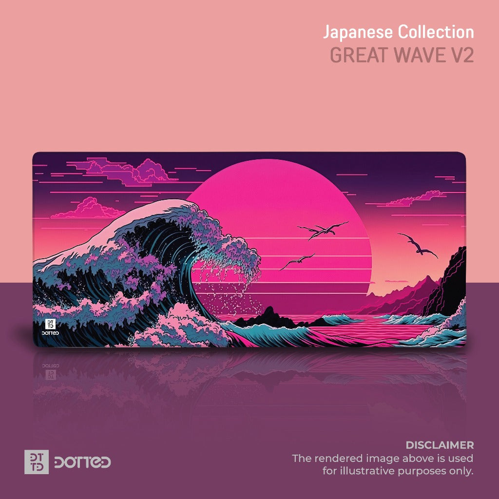 DOTTED GREAT WAVE V2 900X400MM DESK MAT (4MM)