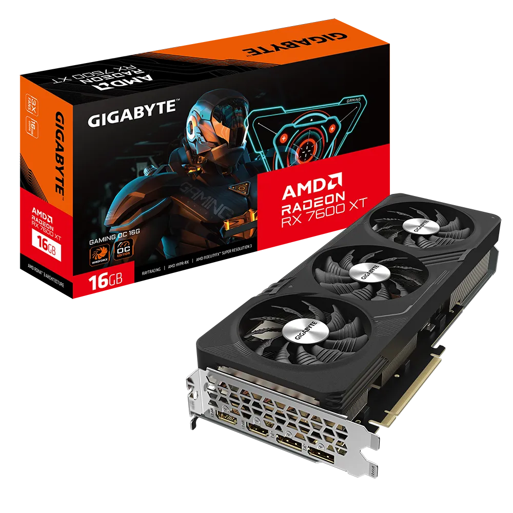 GIGABYTE RX 7600XT 16GB 128BIT GDDR6 GAMING OC 3XFANS (2XHDMI, 2XDP)