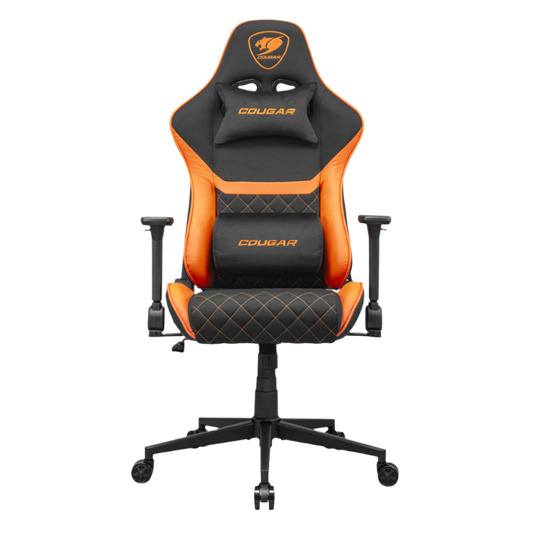 COUGAR ARMOR ONE GAMING CHAIR-V2 F W/ HEADREST & LUMBAR CUSHION (BLACK/ORANGE)