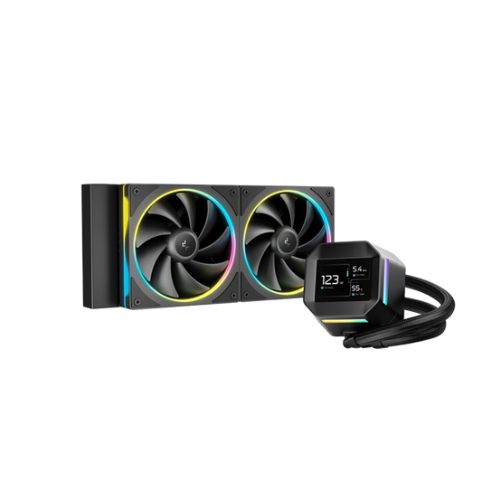DEEPCOOL LM240 240MM AIO ARGB LIQUID CPU COOLER W/ 2.4" LCD SCREEN (BLACK)