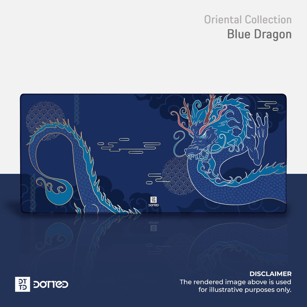 DOTTED BLUE DRAGON 900X400MM DESK MAT (4MM)