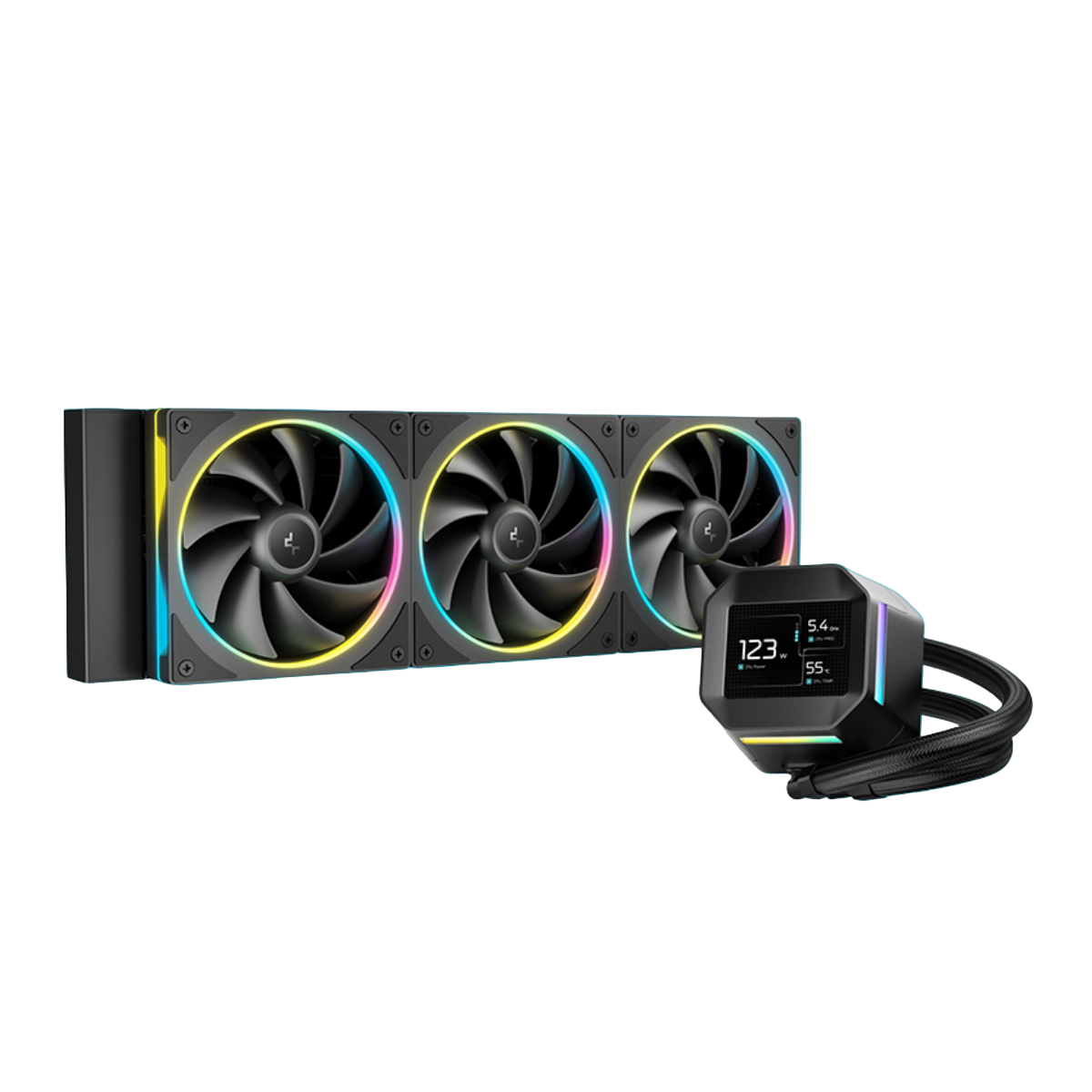 DEEPCOOL LM360 360MM AIO ARGB LIQUID CPU COOLER W/ 2.4" LCD SCREEN (BLACK)