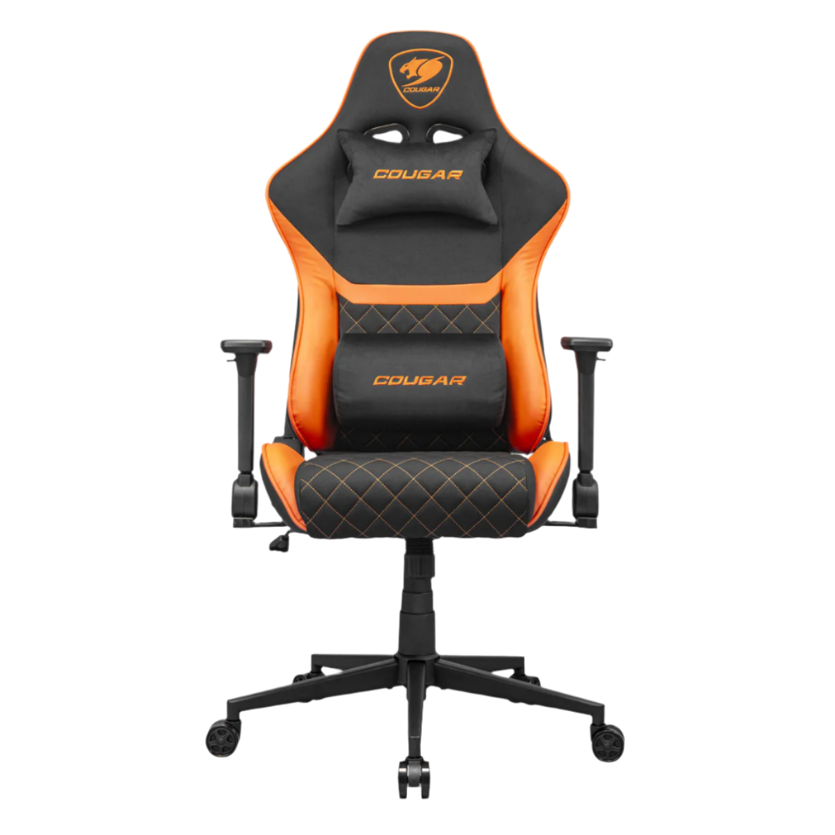 COUGAR ARMOR ONE GAMING CHAIR-V2 F W/ HEADREST & LUMBAR CUSHION (BLACK/ORANGE)