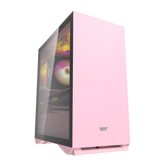 DARKFLASH DLV22 ATX CASE W/ MAGNETIC HINGED DOOR TEMPERED WINDOW (PNK)