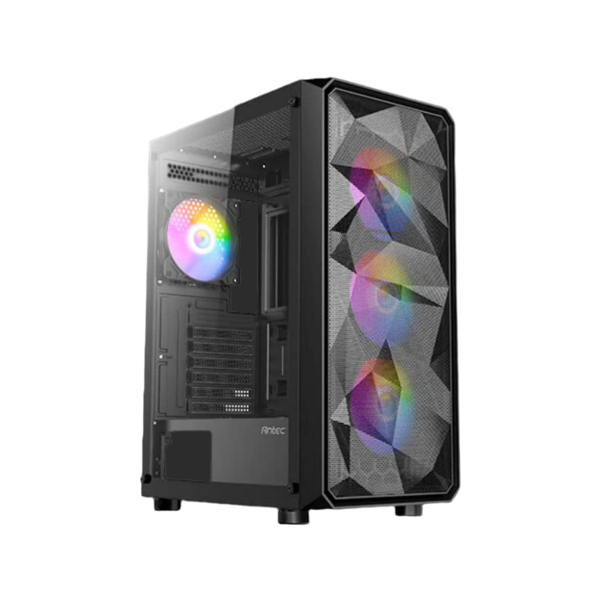 ANTEC AX83 ELITE MID TOWER CASE W/ TEMPERED GLASS SIDE PANEL, 4 RGB FANS (BLACK)