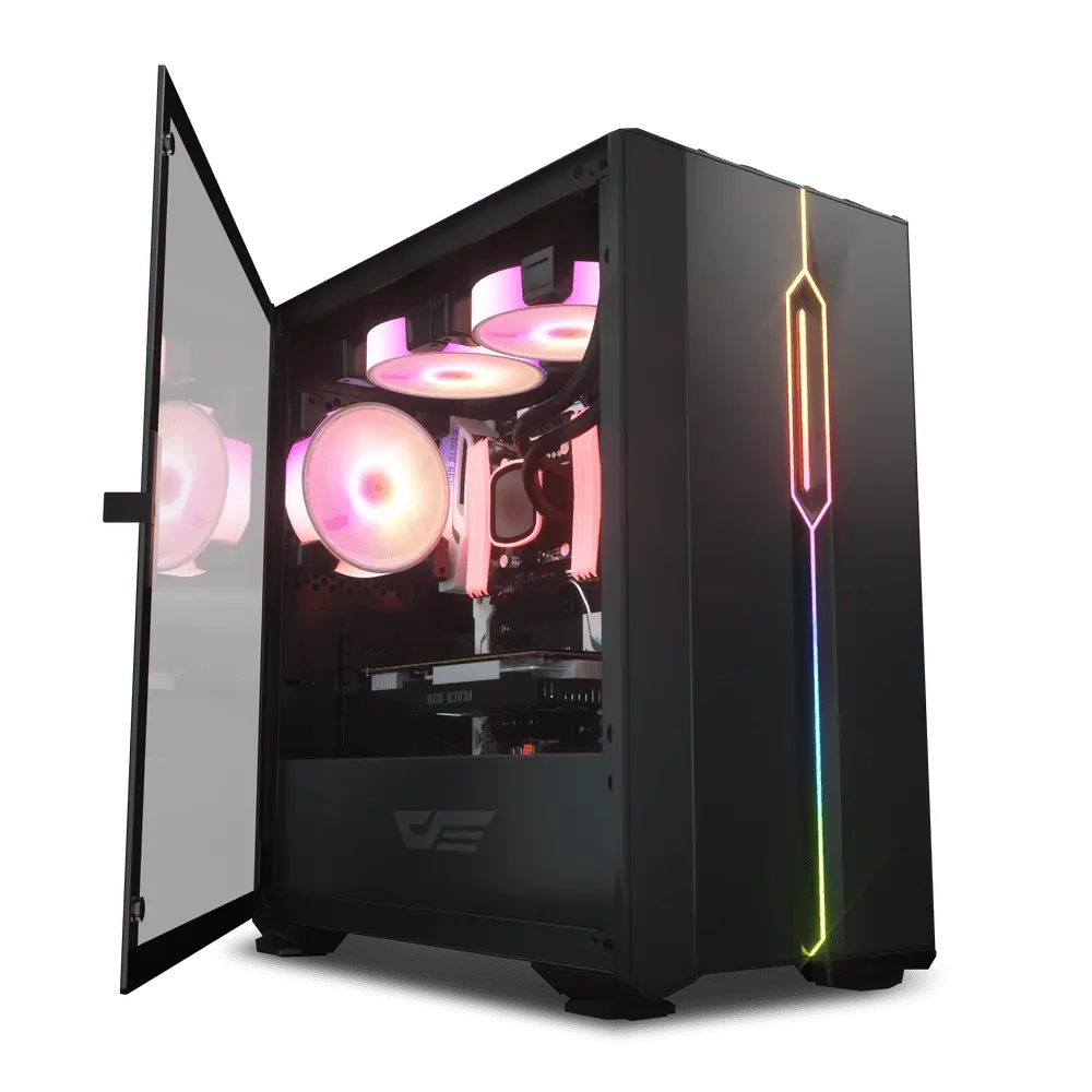 DARKFLASH DLM23 ATX CASE W/ MAGNETIC HINGED DOOR OPENING TEMPERED GLASS WINDOW (BLACK)