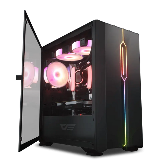 DARKFLASH DLM23 ATX CASE W/ MAGNETIC HINGED DOOR OPENING TEMPERED GLASS WINDOW (BLACK)