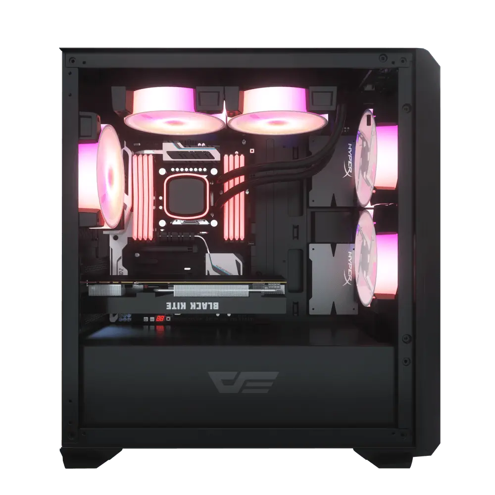 DARKFLASH DLM23 ATX CASE W/ MAGNETIC HINGED DOOR OPENING TEMPERED GLASS WINDOW (BLACK)