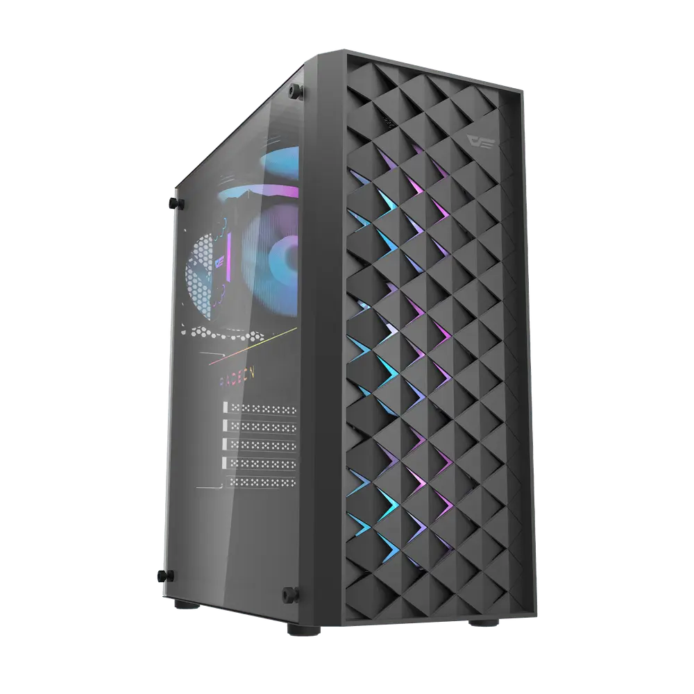 DARKFLASH DK351 ATX TOWER CASE W/ TEMPERED GLASS SIDE PANEL, 4 ARGB FANS