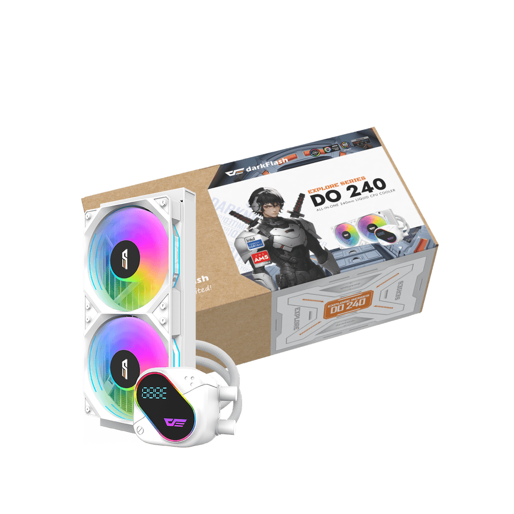 DARKFLASH EXPLORE DO240 ARGB AIO 240MM LIQUID CPU COOLER W/ DIGITAL DISPLAY