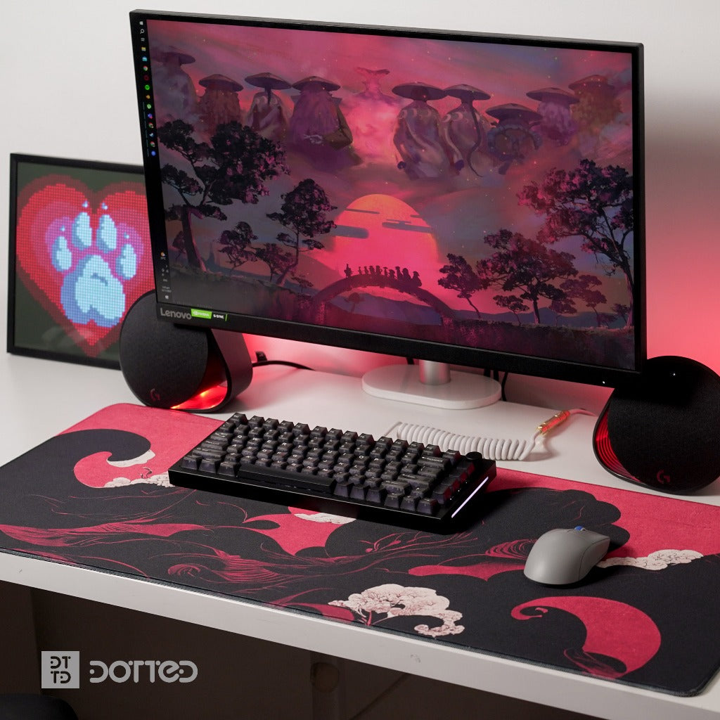 DOTTED CRIMSON 900X400MM DESK MAT (4MM)