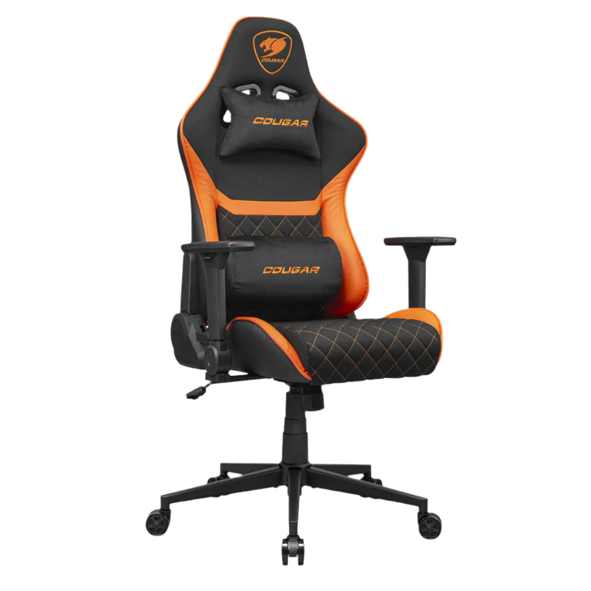 COUGAR ARMOR ONE GAMING CHAIR-V2 F W/ HEADREST & LUMBAR CUSHION (BLACK/ORANGE)