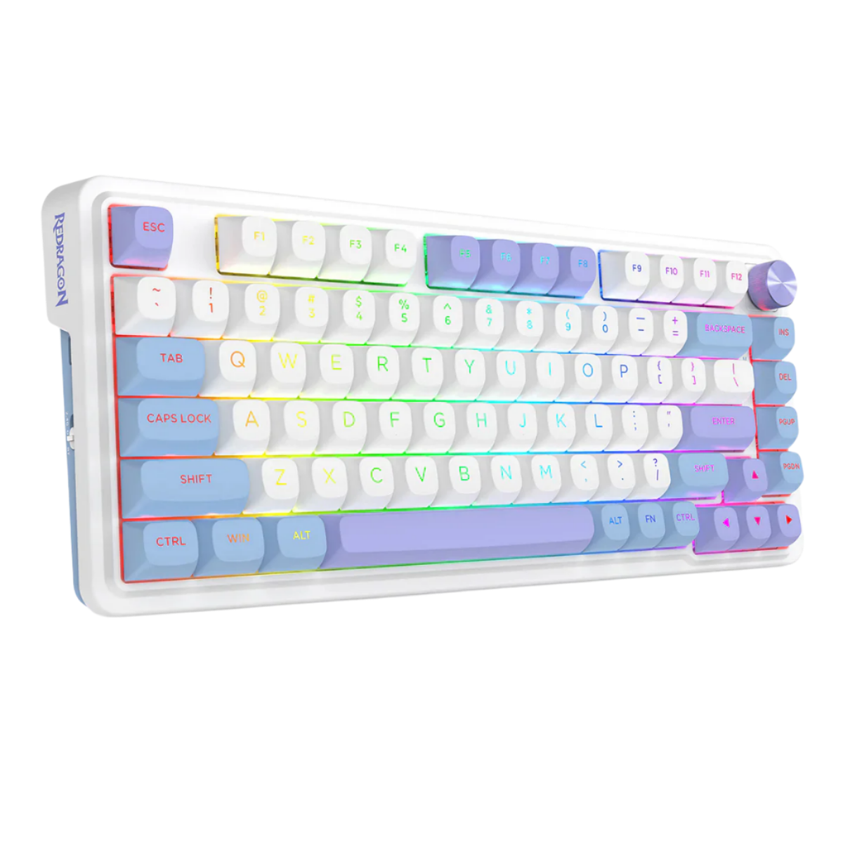 REDRAGON UCAL MAX RGB 81-KEY TRI-MODE MECHANICAL KEYBOARD W/ KNOB (LINEAR SWITCH/SWAPPBL) VIOLET