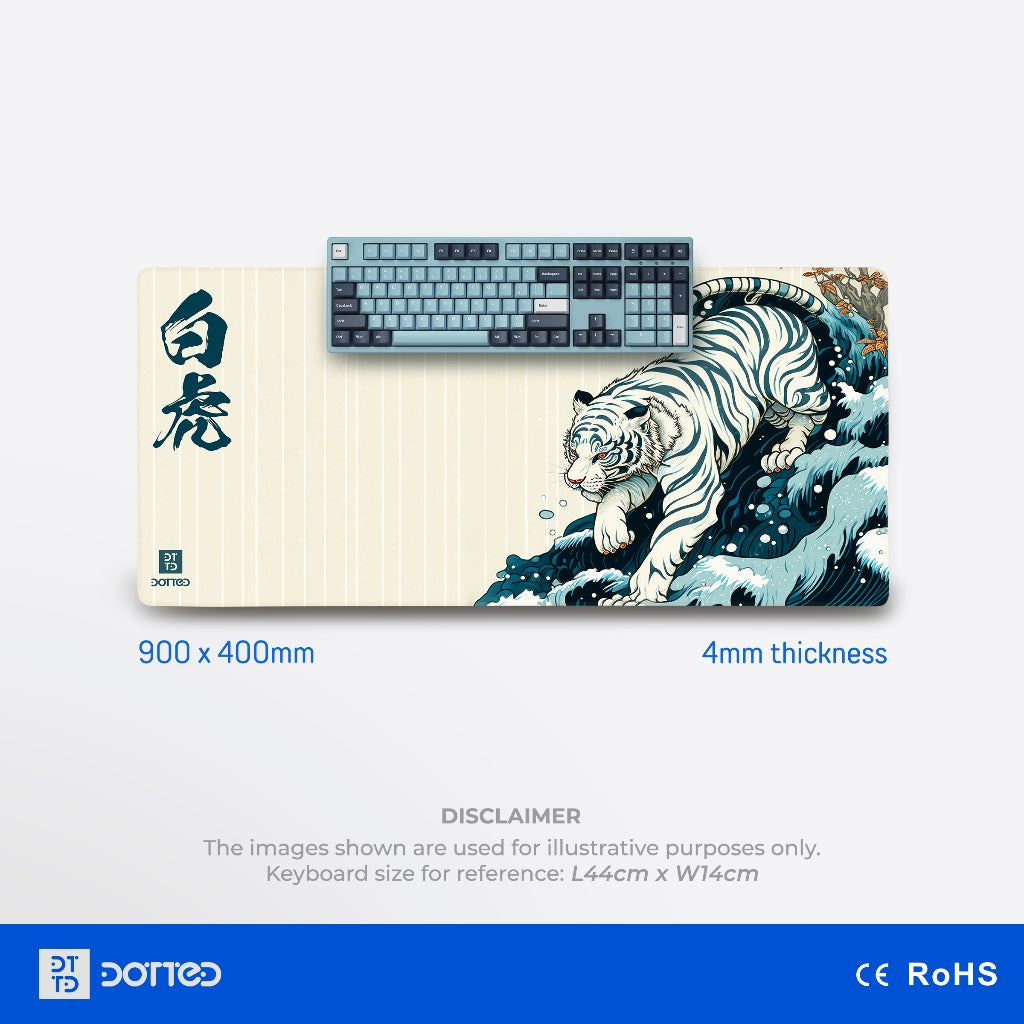 DOTTED WHITE TIGER 900X400MM DESK MAT (4MM)
