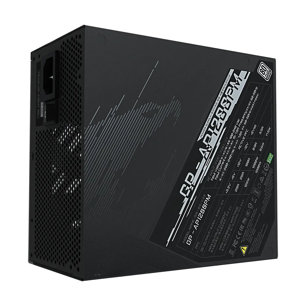 GIGABYTE AORUS P1200W 1X140MM FAN, 16SATA, 10PCIE, ACTIVE PFC, MODULAR, 80PLUS-PLATINUM