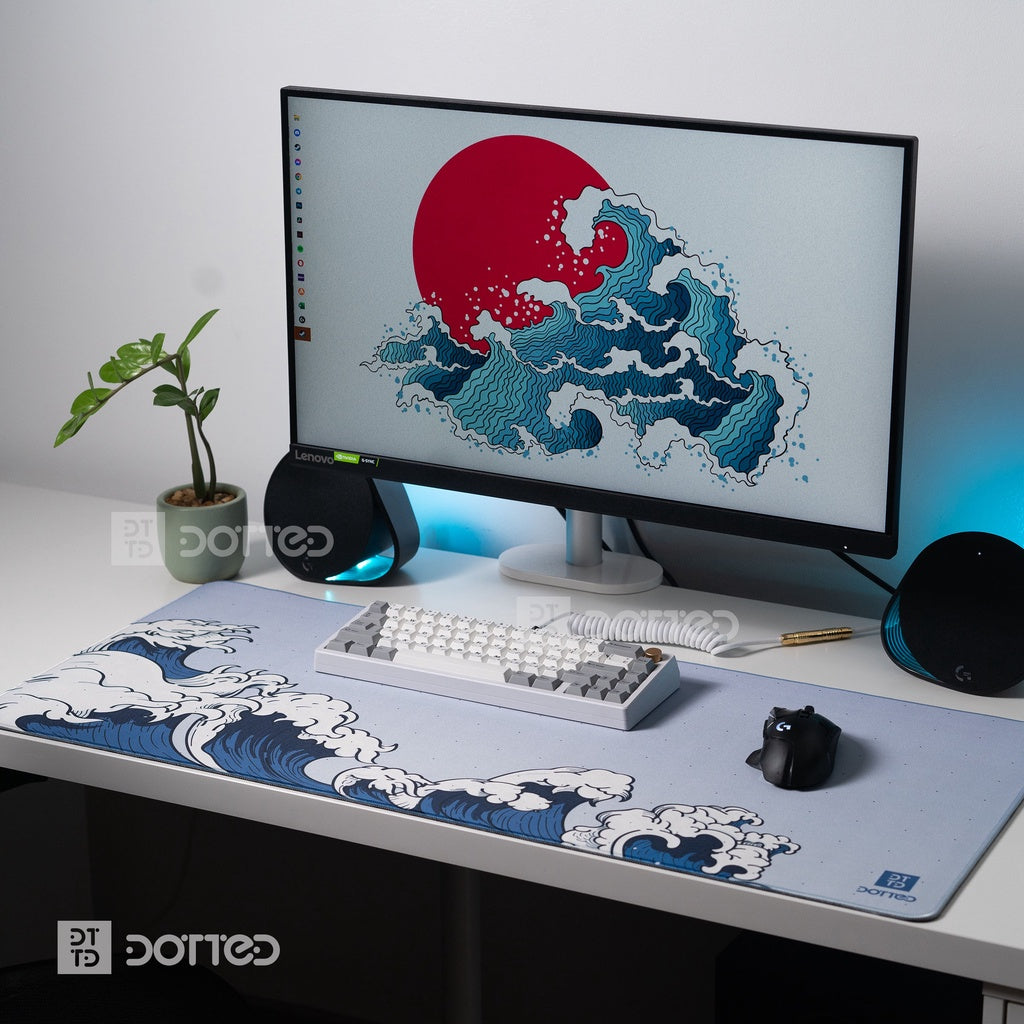 DOTTED GREAT WAVE 900X400MM DESK MAT (4MM)