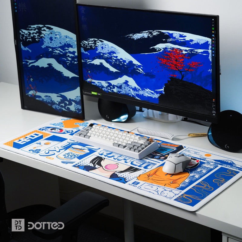 DOTTED BLUE DRAGON 900X400MM DESK MAT (4MM)