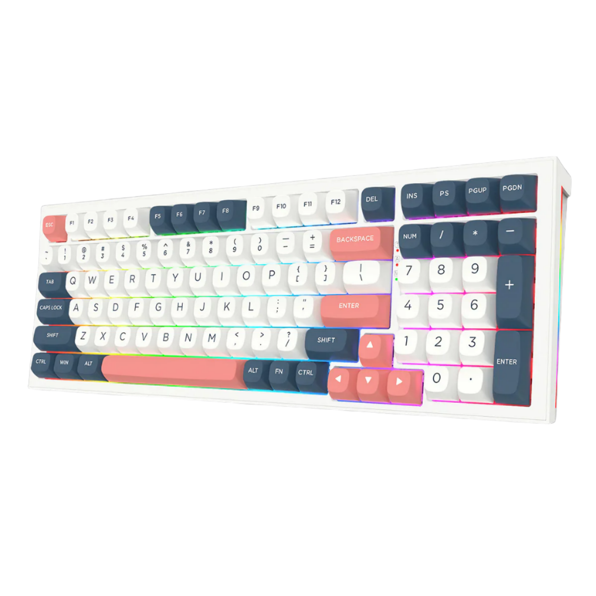 REDRAGON FLAMBERGE PRO RGB 98-KEY TRI-MODE MECHANICAL KEYBOARD (LINEAR SWITCH/SWAPPBL) WHITE BLUE RED