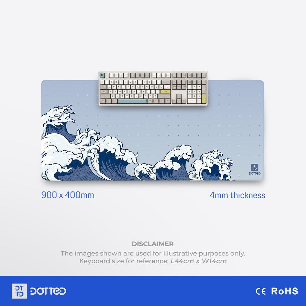 DOTTED GREAT WAVE 900X400MM DESK MAT (4MM)