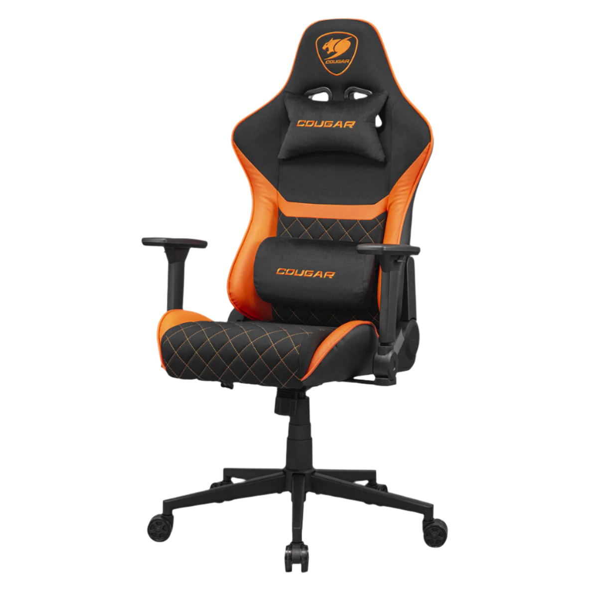 COUGAR ARMOR ONE GAMING CHAIR-V2 F W/ HEADREST & LUMBAR CUSHION (BLACK/ORANGE)