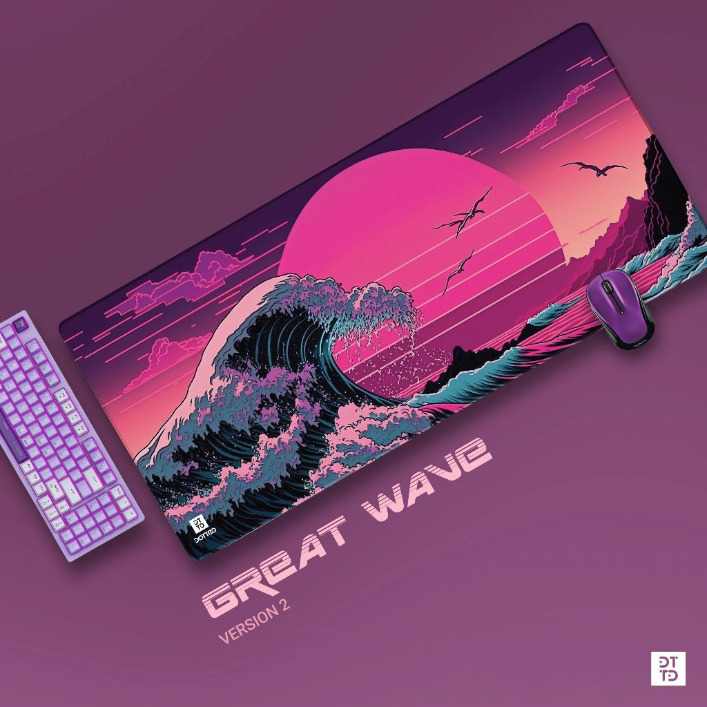 DOTTED GREAT WAVE V2 900X400MM DESK MAT (4MM)
