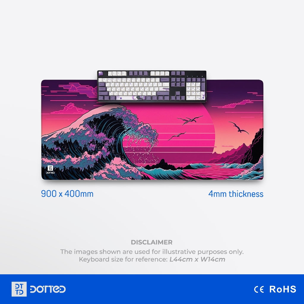 DOTTED GREAT WAVE V2 900X400MM DESK MAT (4MM)