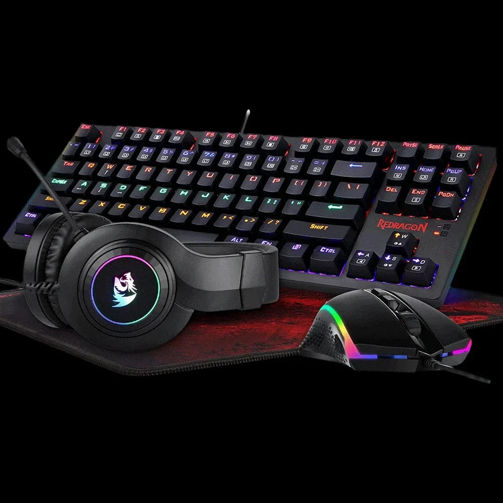 REDRAGON S113P-KN GAMING SET (KEYBOARD+MOUSE+HEADSET+MOUSE PAD)