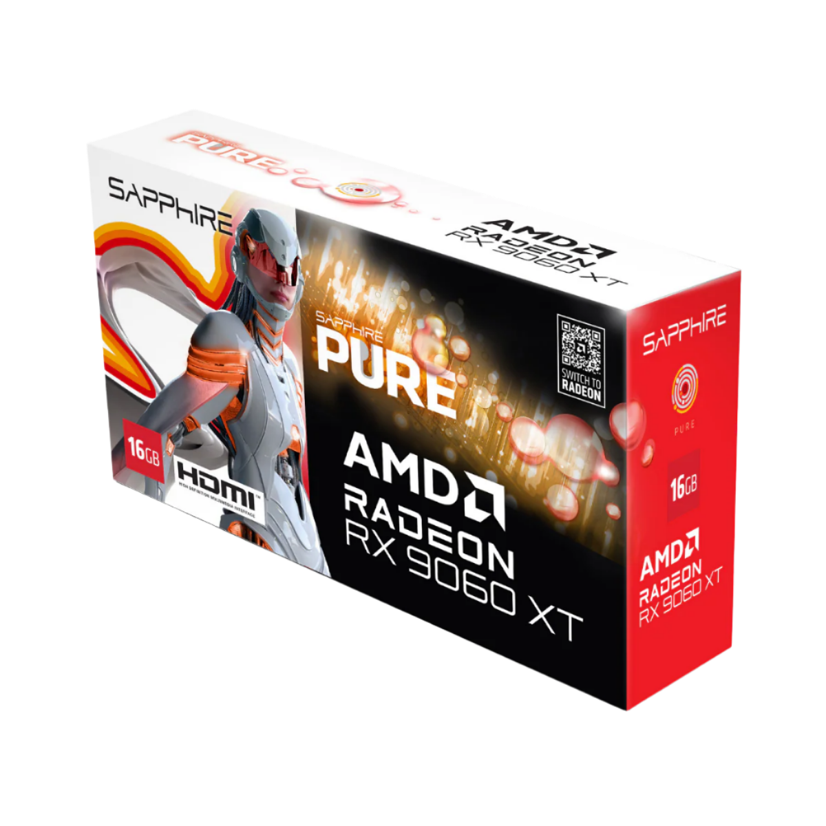 SAPPHIRE RX 9060XT 16GB 128BIT GDDR6 PURE GAMING OC WHITE (2XHDMI, DP)