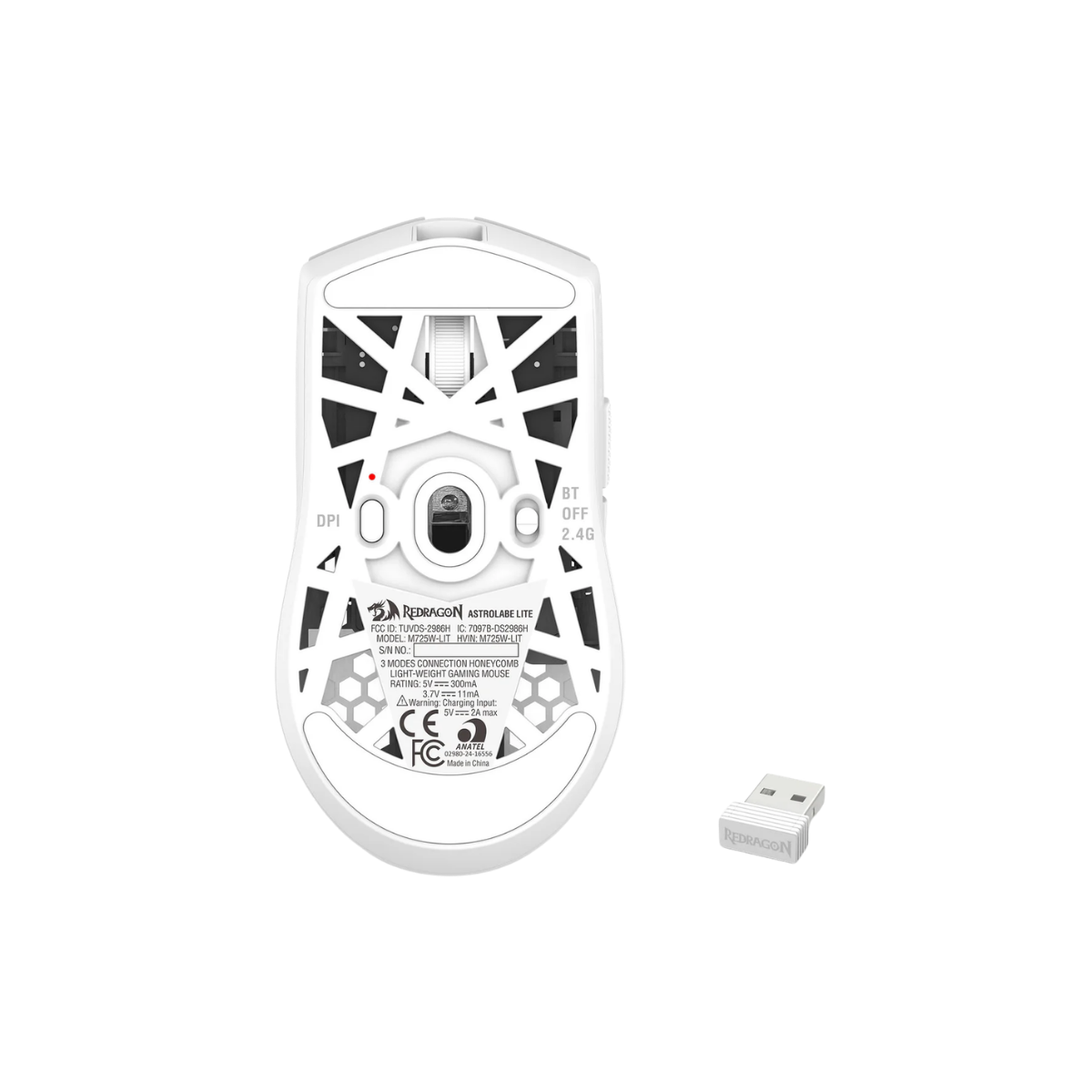 REDRAGON ASTROLABE LITE TRI-MODE HONEYCOMB GAMING MOUSE (WHITE)