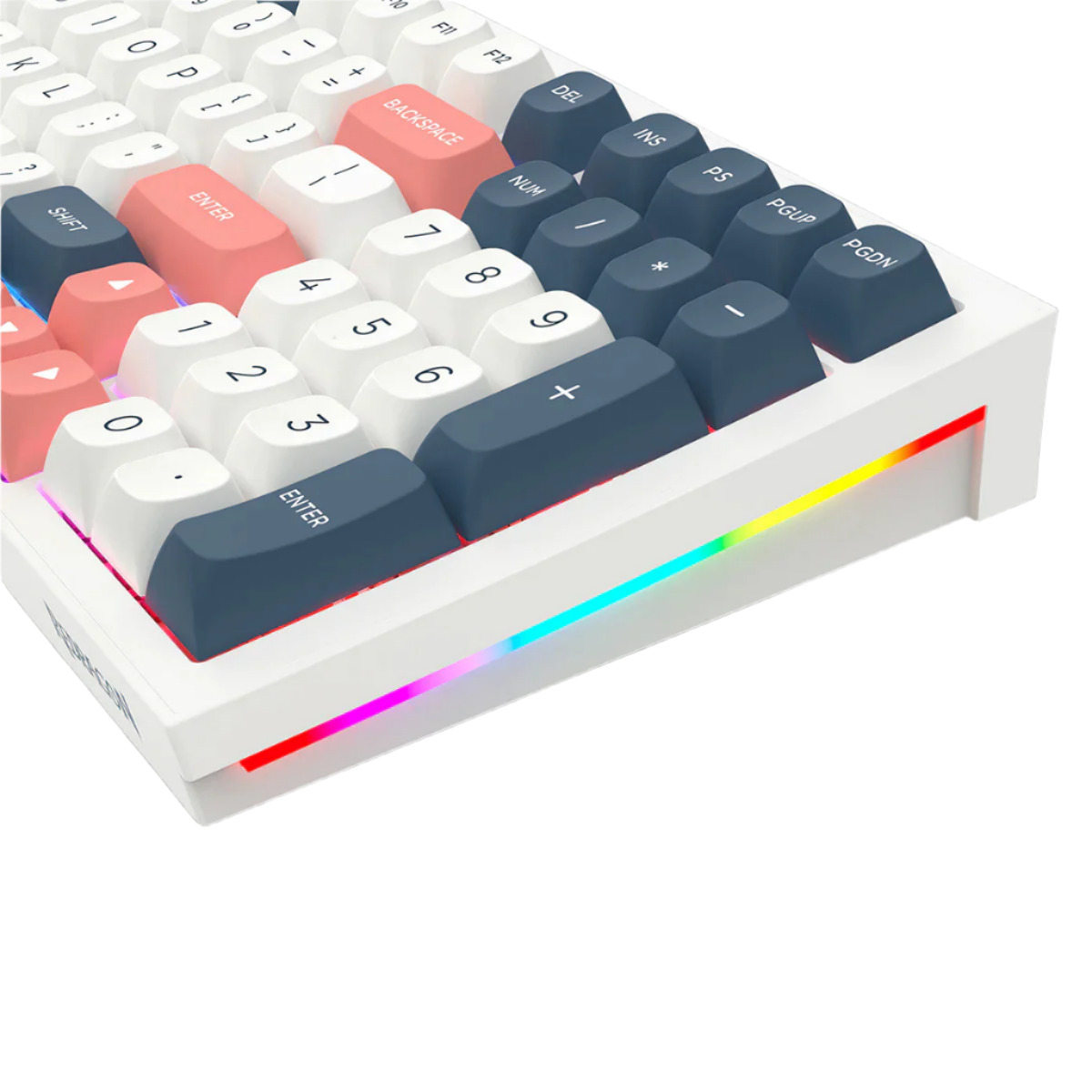 REDRAGON FLAMBERGE PRO RGB 98-KEY TRI-MODE MECHANICAL KEYBOARD (LINEAR SWITCH/SWAPPBL) WHITE BLUE RED
