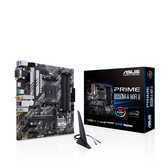 ASUS PRIME B550M-A (WIFI) II 4DDR4 2XM.2 MOTHERBOARD (HDMI, DVI, DB15) WIFI+BT - PC Quickbuys