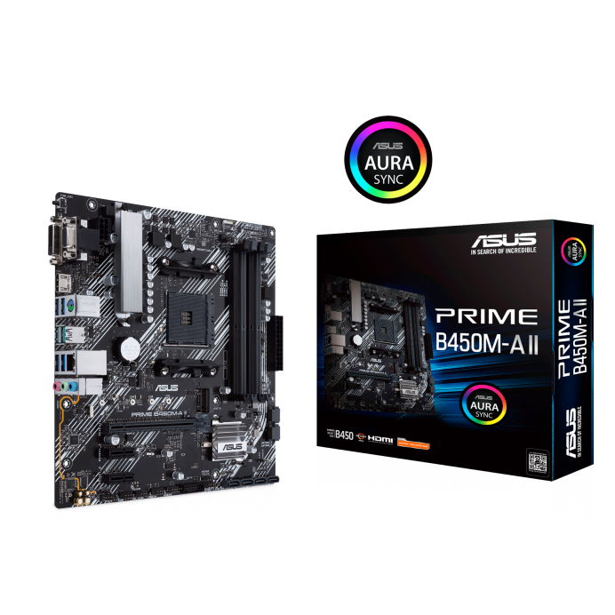 ASUS PRIME B450M-A II/CSM 4DDR4 M.2 MOTHERBOARD (DB15, DVI, HDMI) - PC Quickbuys