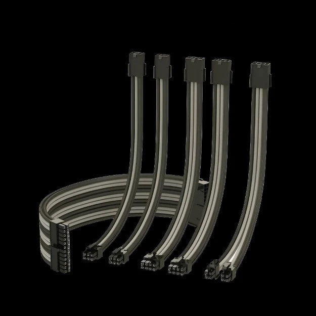 1STPLAYER STEAMPUNK PSU SLEEVED EXTENSION CABLE KIT (BLACK/GRAY) - PC Quickbuys