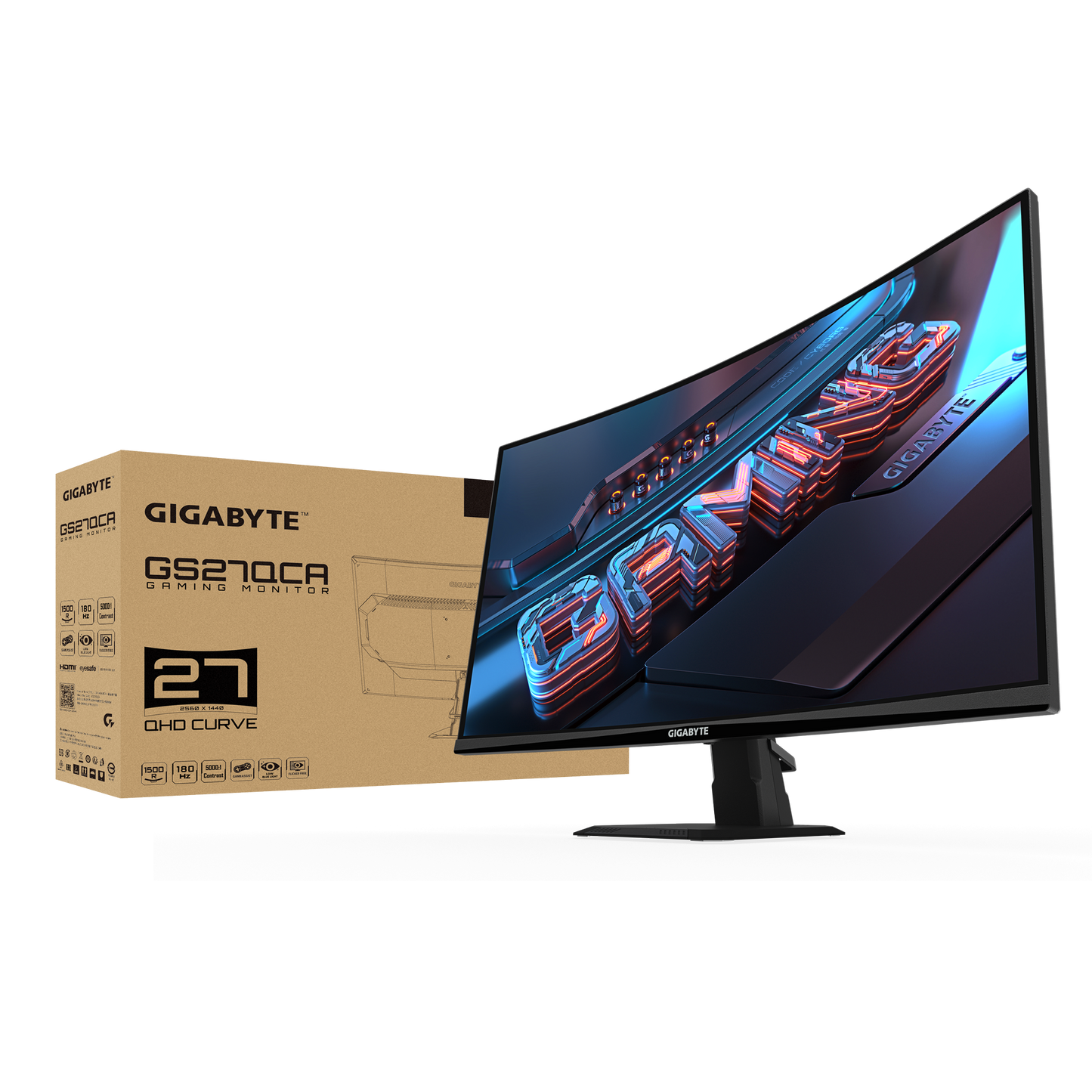 GIGABYTE GS27QCA 27" QHD VA CURVED GAMING MONITOR 180HZ 1MS (2XHDMI, DP)