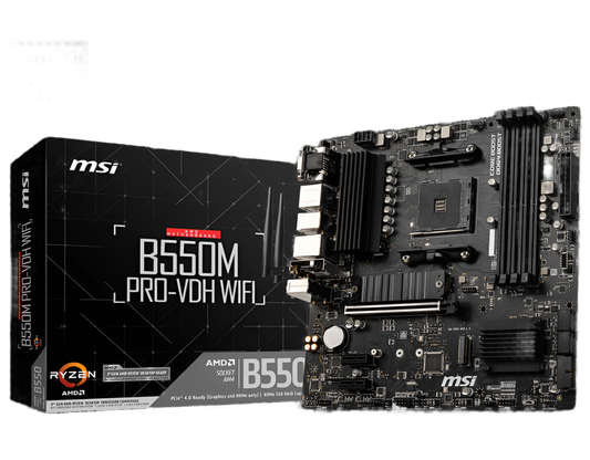 MSI B550M PRO-VDH WIFI 4DDR4 2XM.2 MOTHERBOARD (DB15, HDMI, DP) WIFI+BT