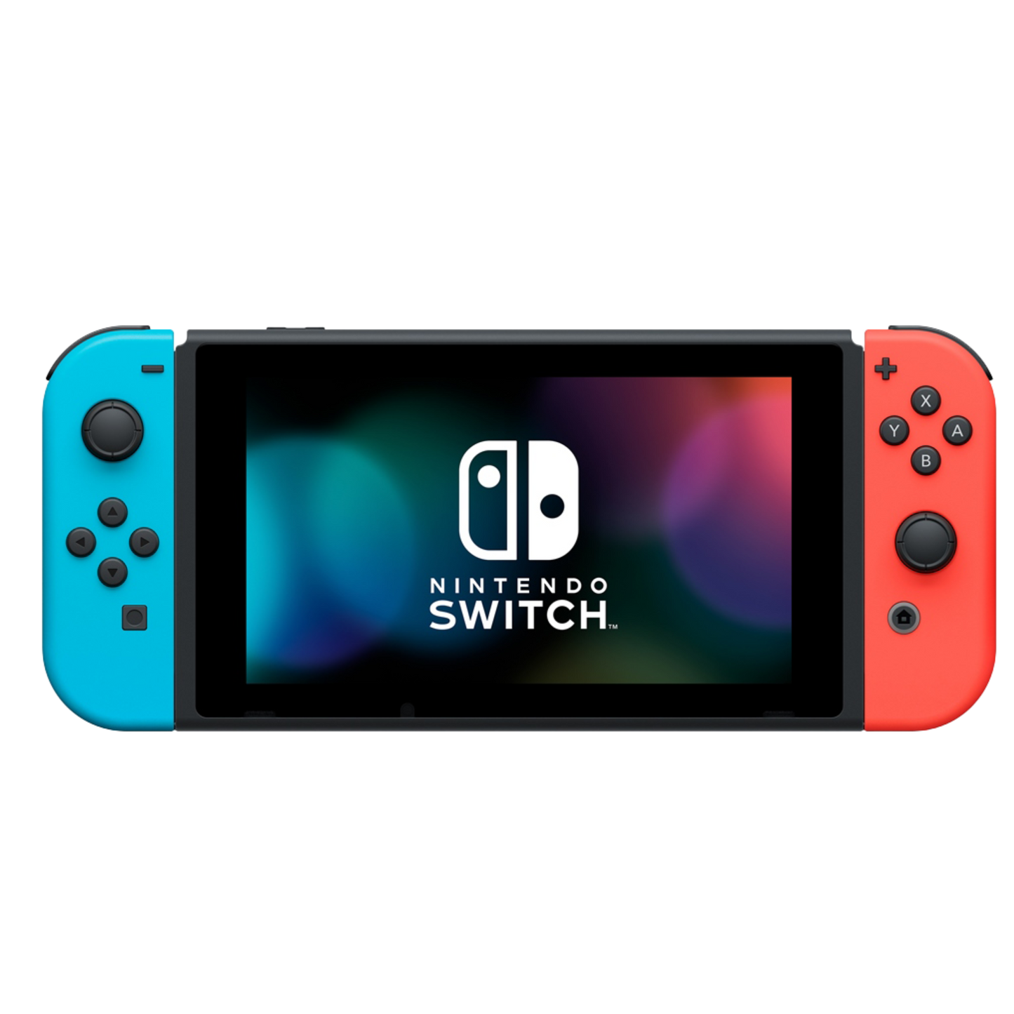 NINTENDO SWITCH W/ NEON BLUE AND NEON RED JOYCON