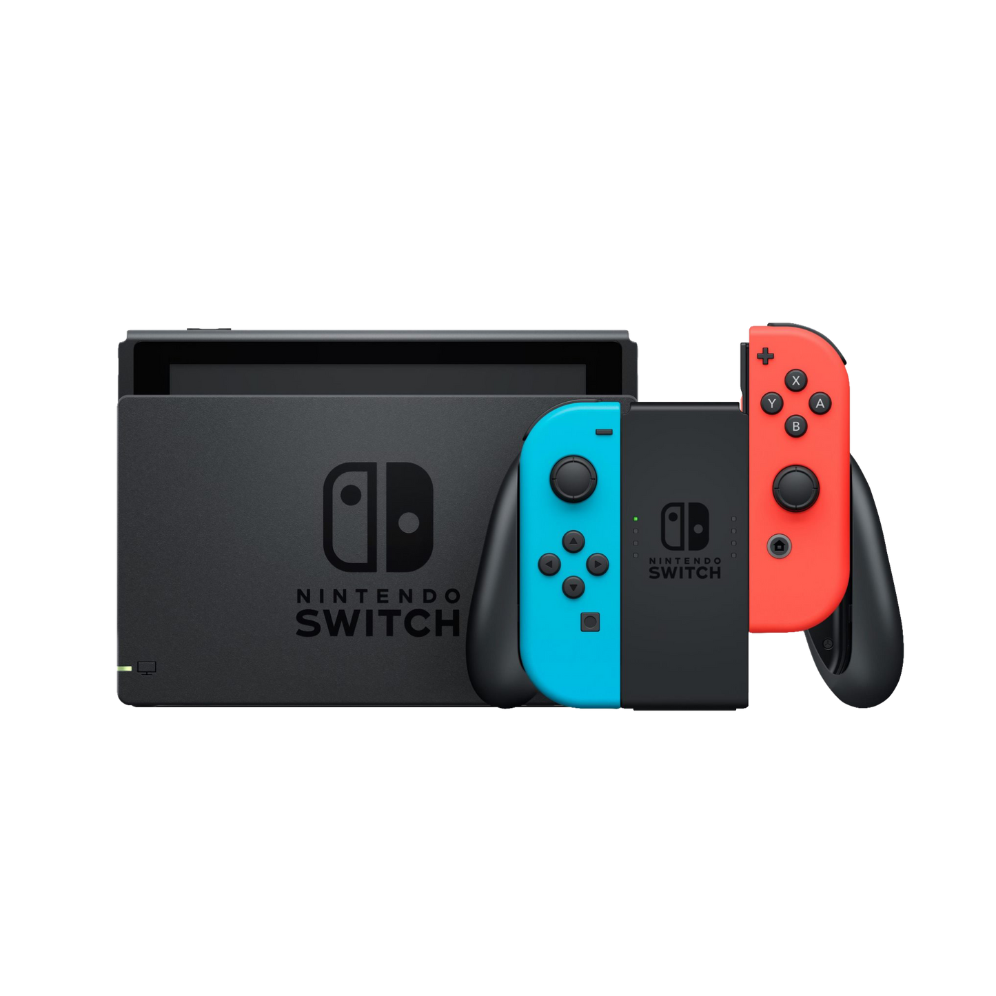 NINTENDO SWITCH W/ NEON BLUE AND NEON RED JOYCON