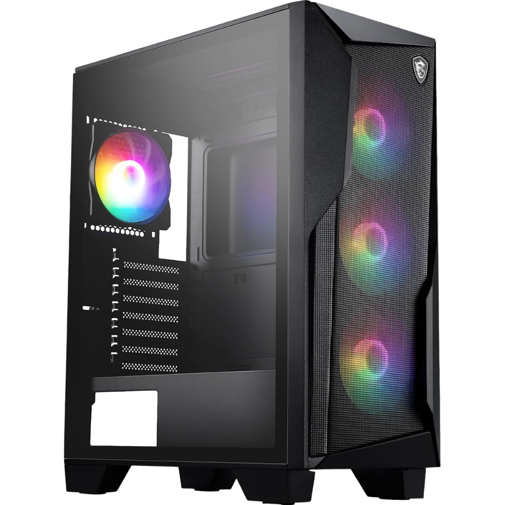 MSI MAG FORGE 130A AIRFLOW MID TOWER CASE W/ TEMPERED GLASS 4 ARGB FANS (BLACK)