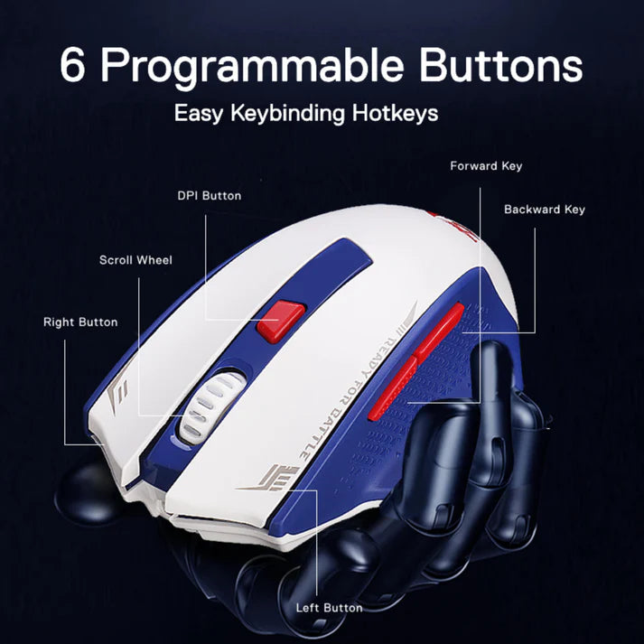 REDRAGON WOKI SUPERLIGHT WIRELESS GAMING MOUSE (WHITE/BLUE)