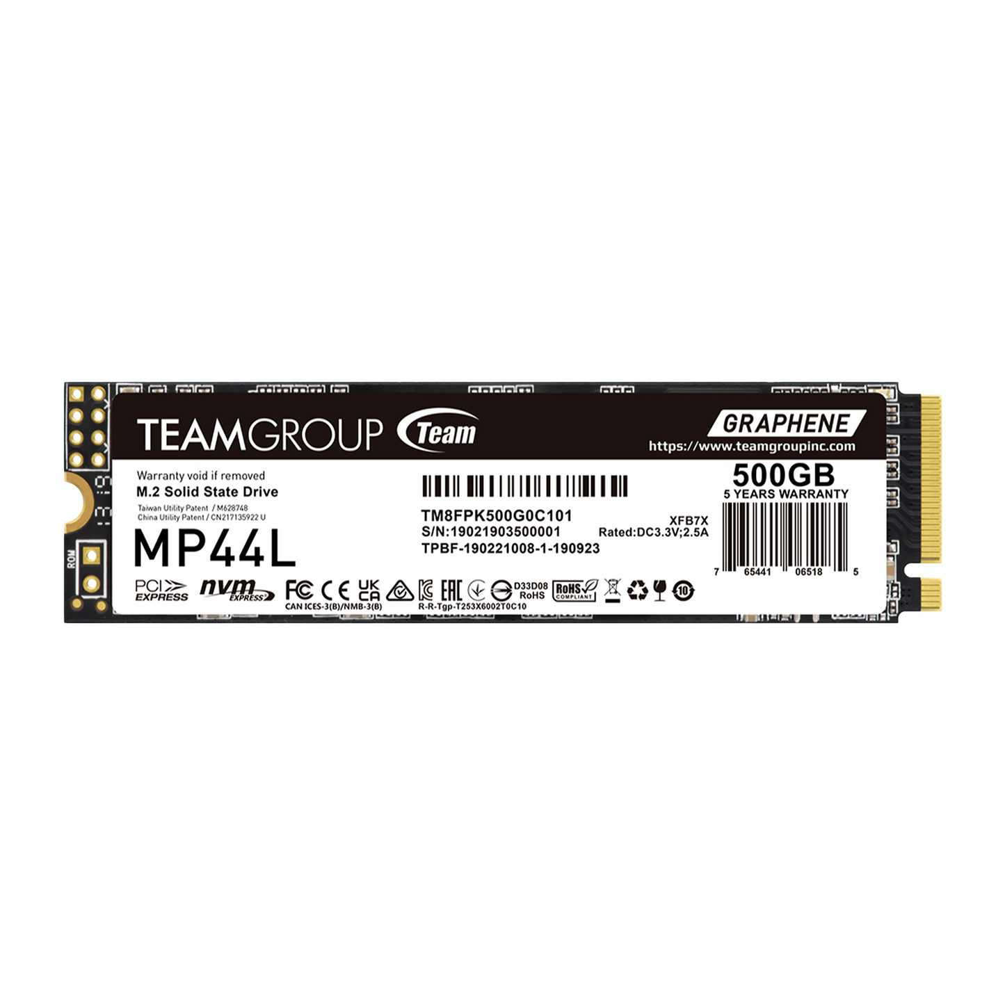 TEAM 500GB MP44L M.2 NVME SSD (TM8FPK500G0C101) - PC Quickbuys